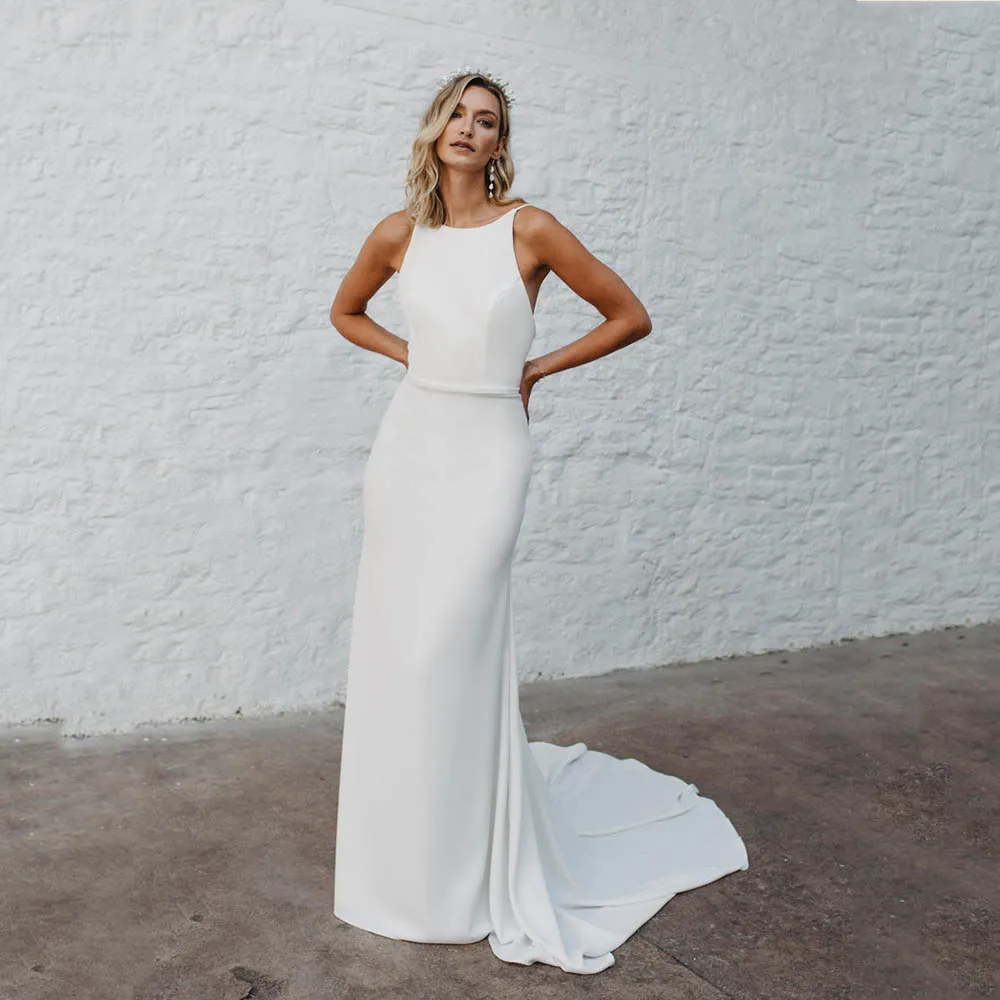 

Modern Wedding Dresses 2026 Sleeveless Mermaid Bridal Gown Vintage Cape Backless Civil Brides Wedding Dress Customized