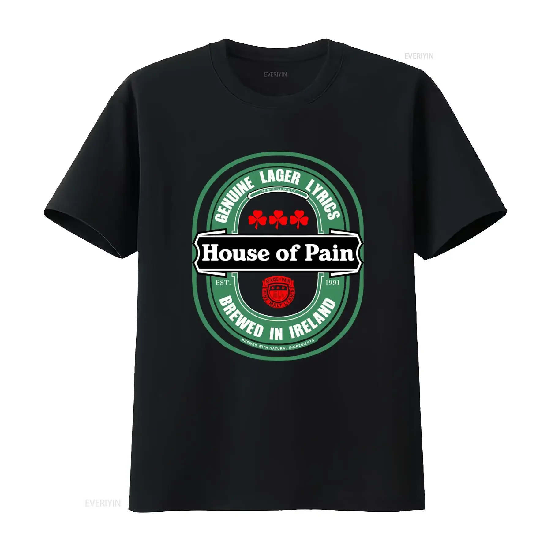90s House of Pain Fine Malt Lyrics Beer Label T shirt Genuine Lager Brewed in Ireland with Natural Ingredients vintage Washed