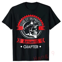 Sons with Arthritis Ibuprofen Chapter Funny Biker Skull T Shirt Black Vintage Mens Graphic T Shirts