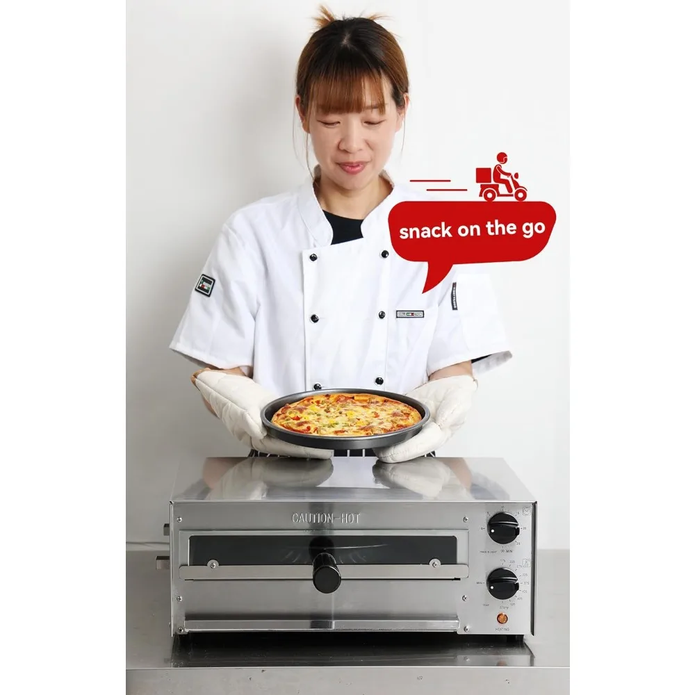 Countertop Electric Frozen Pizza Oven For Indoors with 30-minitue Timer,Glass Door and Interior Light,Commercial Pizza Maker