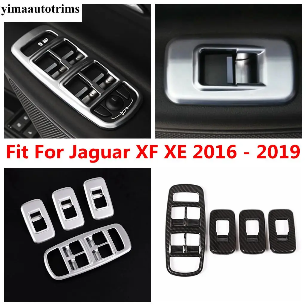 

Car Inner Door Armrest Window Lift Switch Button Panel Cover Trim For Jaguar XF XE 2016 -2019 Carbon Fiber Accessories Interior