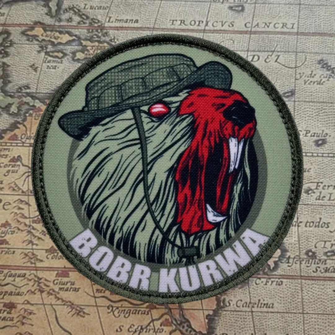 “Beaver” Morale Tactical Patch Bobr Kurwa Army Badge Printed Hook&Loop Patches Military Armband Combat Backpack Stickers