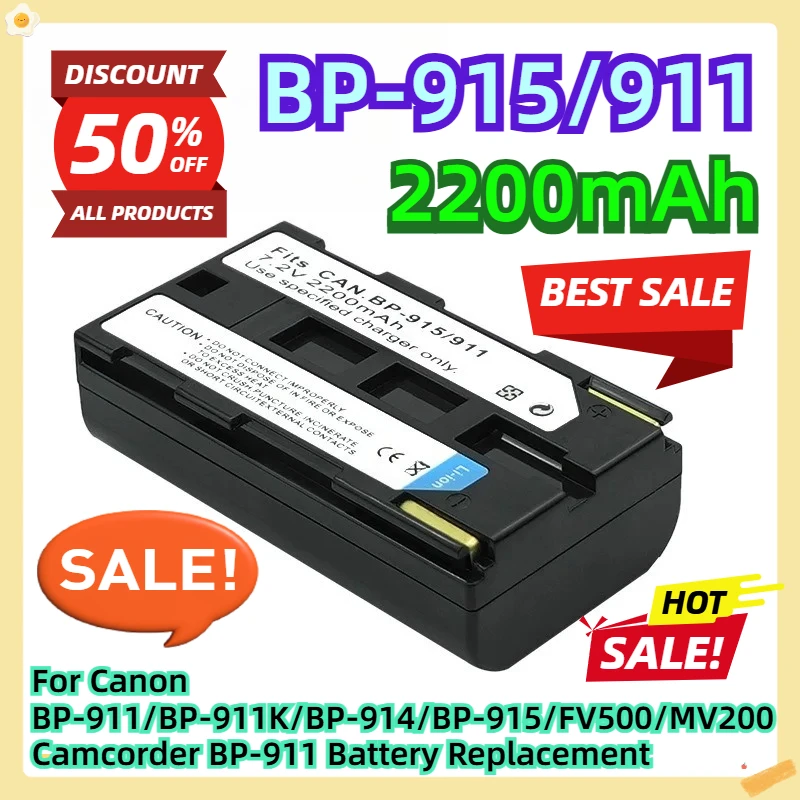 

For Canon BP-911/BP-911K/BP-914/BP-915/FV500/MV200 Camcorder 2200mAh BP-911 Battery Replacement