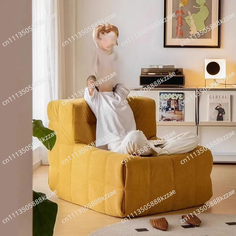 Inflatable Waffle Single Lazy Sofa can Lie Down and Sleep Bedroom Balcony Tatami Vacuum Compression Sofa