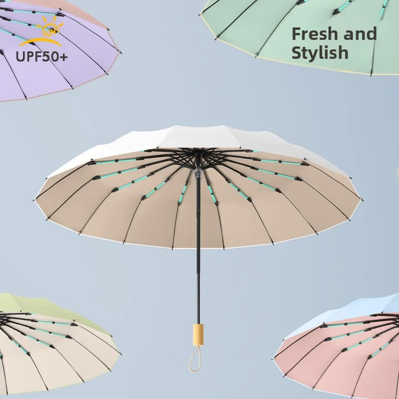 مظلة متينة مزدوجة على شكل عظمة التنين للحماية من المطر والشمس وحماية من الأشعة فوق البنفسجية، لاصق ملون، هيكل من الخشب الصلب #5