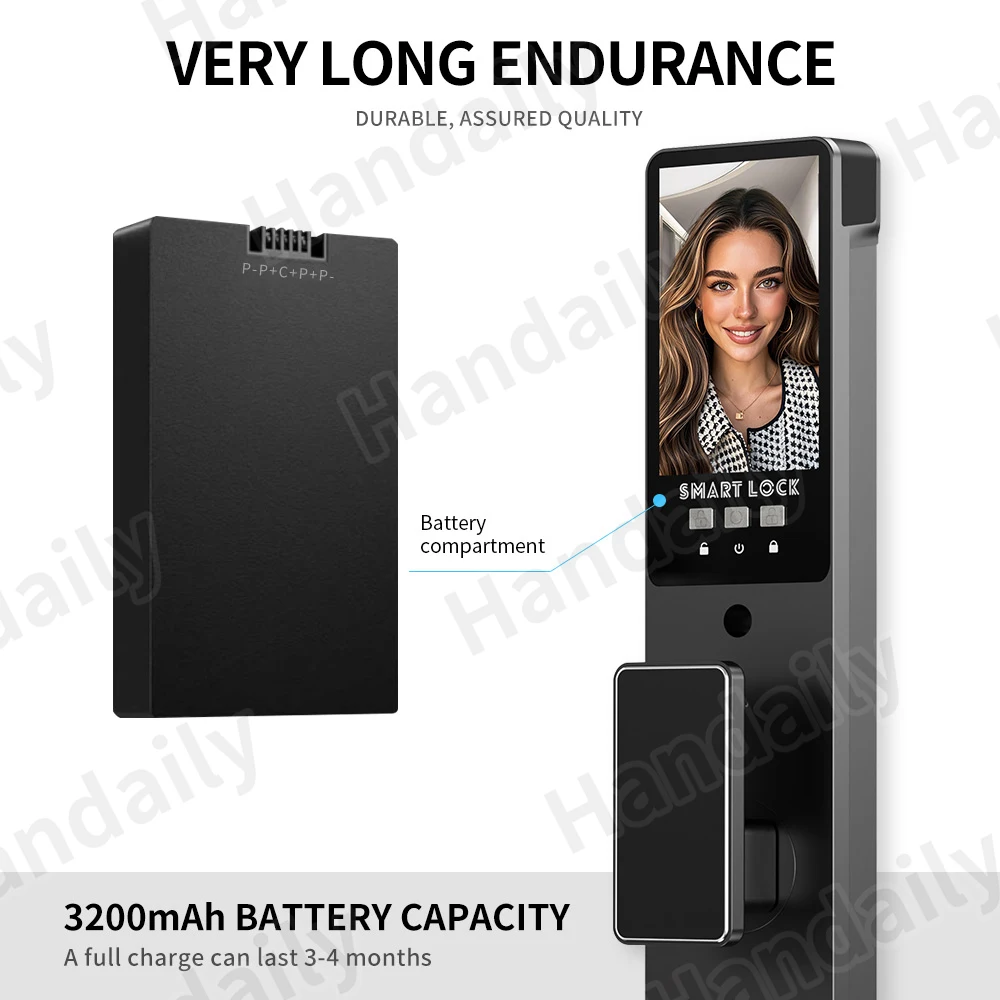 الأمن الإلكتروني تويا واي فاي سيرادورا ذكي بصمة الإصبع الرقمية التعرف على الوجه قفل الباب الذكي مع كاميرا للمنزل #5