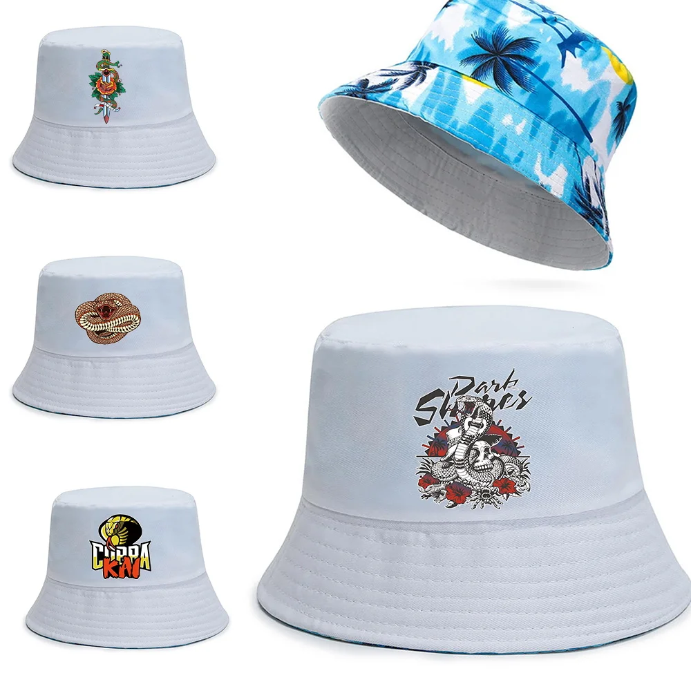 New Trend Cotton Fisherman Hat Cobra Series Print Bucket Hats Reversible Hawaii Caps Men Casual Panama Cap Women Beach Sun Hats