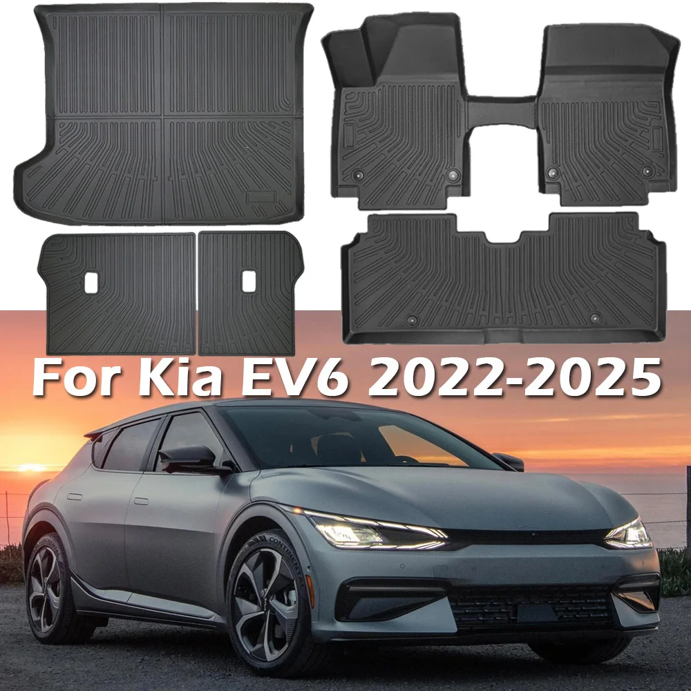 

Floor Mats Cargo Liner for Kia EV6 2022-2024 2025, TPE All Weather Protection Car Mats Heavy Duty Floor Liners Accessories 2025