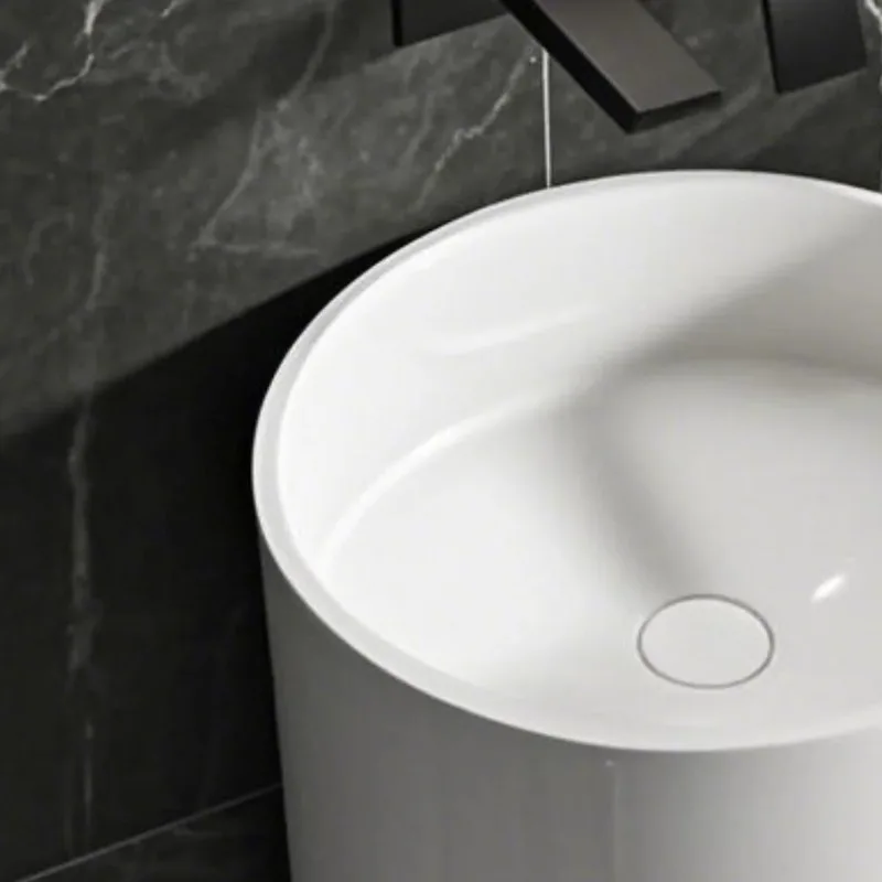 

New Designed Solid Surface White Basin Bathroom Artificial Stone Basin for Hotel