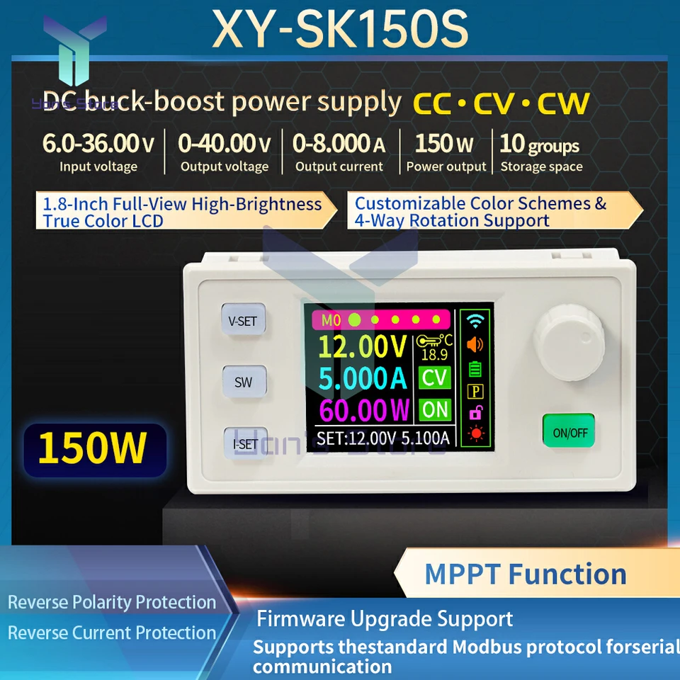 XY-SK150S 8A 150W CNC Regulador de tensão ajustável Fonte de