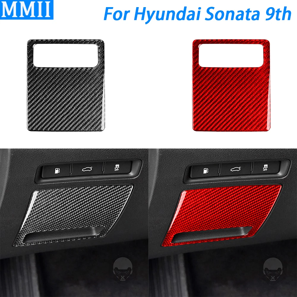 

For Hyundai Sonata 9th 2015-2017 Accessories Carbon Fiber Driver Storage Box Panel Cover Trim Car Interior Decoration Sticker