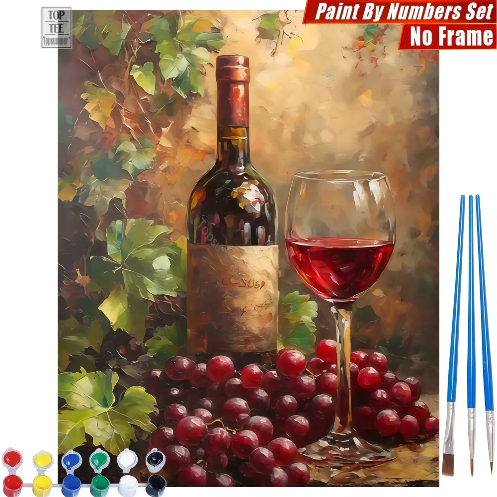 Kit de pintura al óleo digital DIY de bodeguero (vino tinto) - Uvas, pintura clásica de calidad, tiempo familiar, regalo del Día de Muertos para mamá