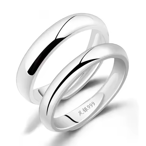 Buyee 925 Sterling Silver Lover Couples Ring Sets Light Polishing Simple Original Ring for Women Men Fashion Jewelry Circle Gift