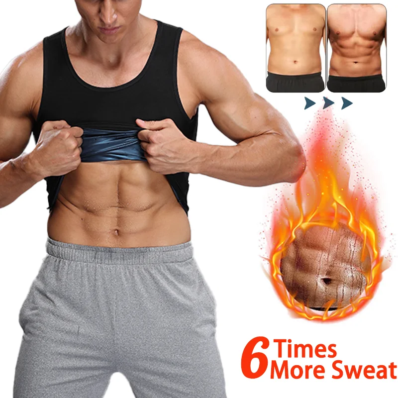 Men's Neoprene Sweat Sauna Vest Slimming Body Shaper Top Sleeveless Workout Shirt Tummy Control Underwear Waist Trainer Corset