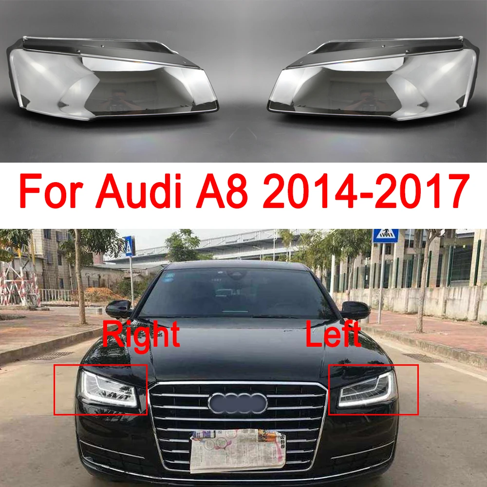 

Передний абажур для передней фары автомобиля для Audi A8 2014 2015 2016 2017, замена левой/правой линзы, стеклянный корпус, автомобильные аксессуары