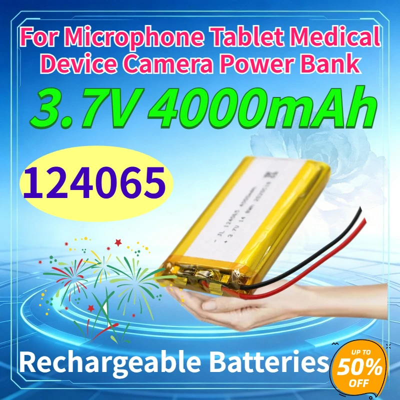 124065 4000mAh 3.7V Polymer Li-Ion Battery for Microphone Tablet Medical Device Camera Power Bank High Quality Batteries