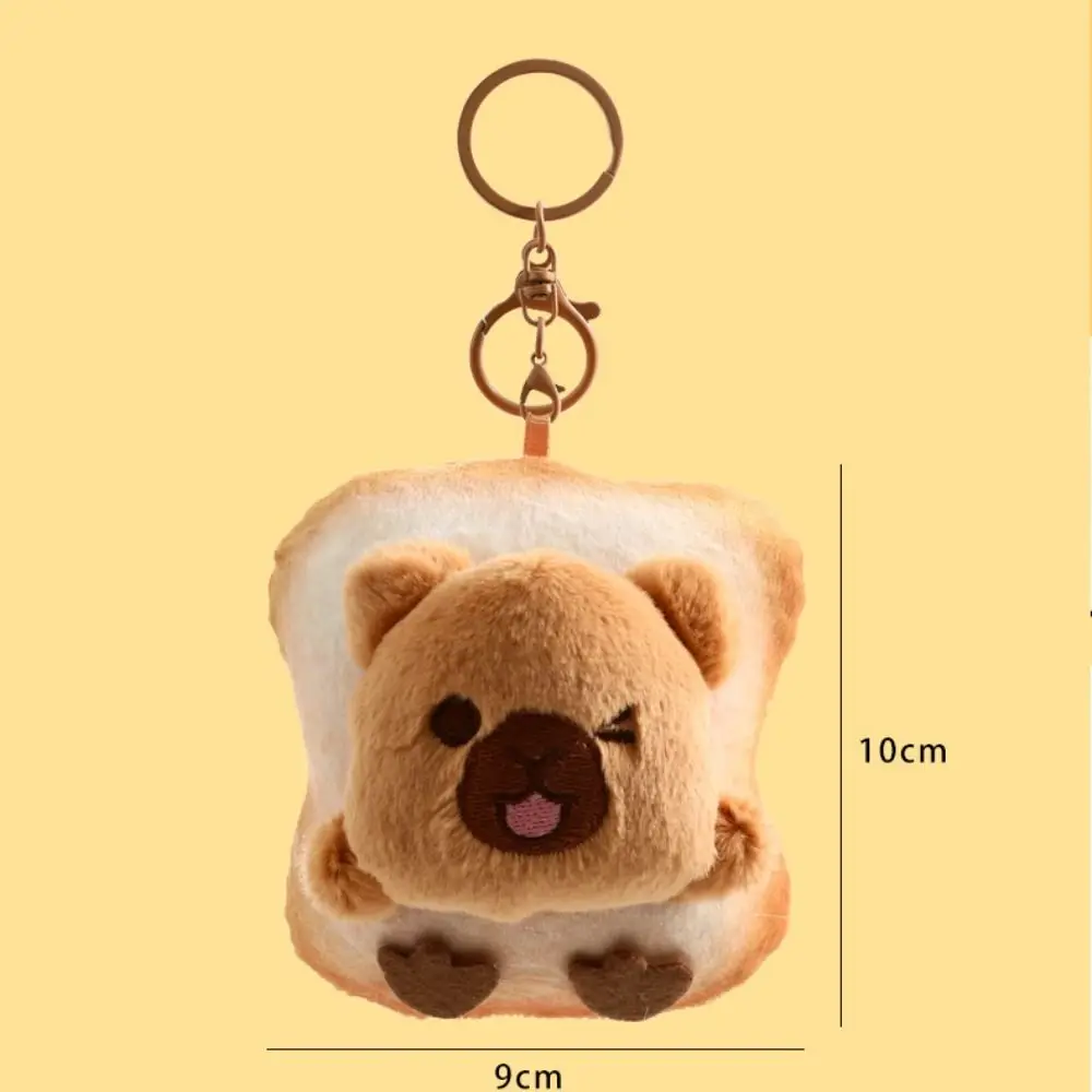 Cute Toast Shape Capybara Keychain Cartoon Accessories Plush Doll Bag Pendant Creative Soft Stuffed Toys Purse Gifts