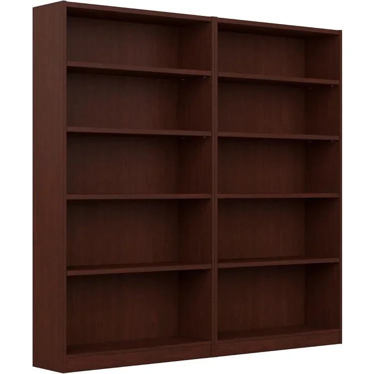 Universal 5 Shelf Bookcase, Vogue Cherry, Set of 2