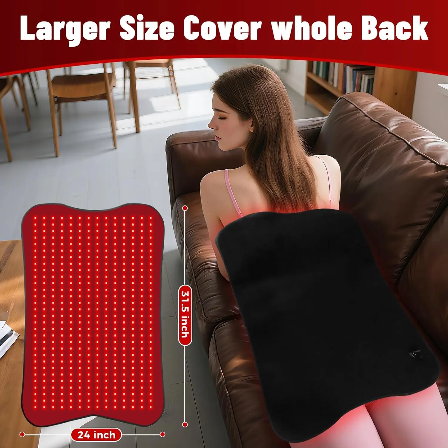 2026 Home Use Red Light Therapy Hand Held LED Device 660nm/850nm Wavelengths for Pain Relief Back Waist USB/Plug-In