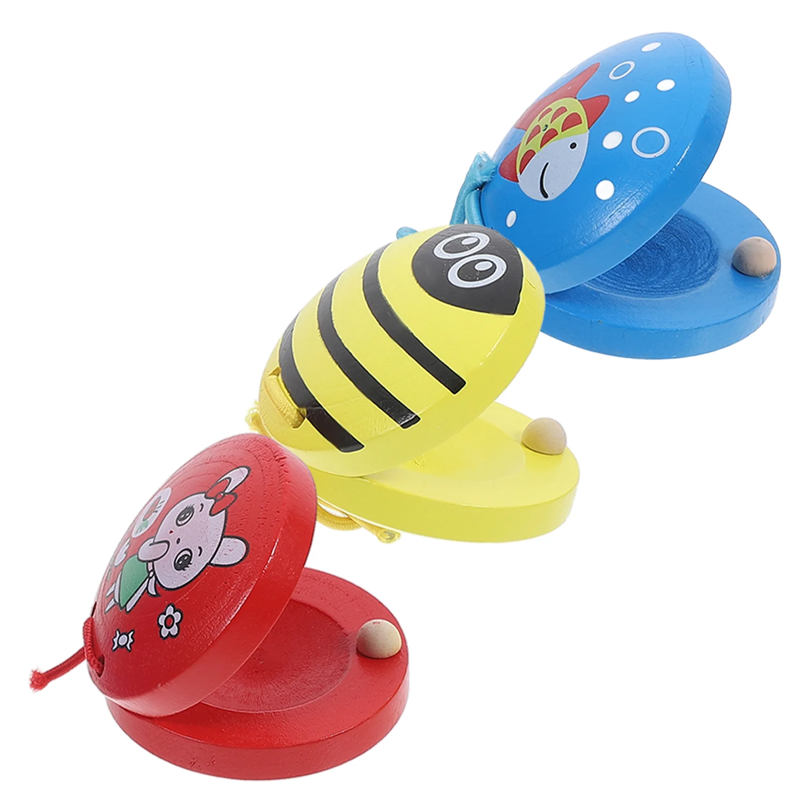 

3 Pcs Cartoon Animal Castanets Kids Rhythm Toys Musical Instrument Interactive Motor Skills Children Wooden Instruments