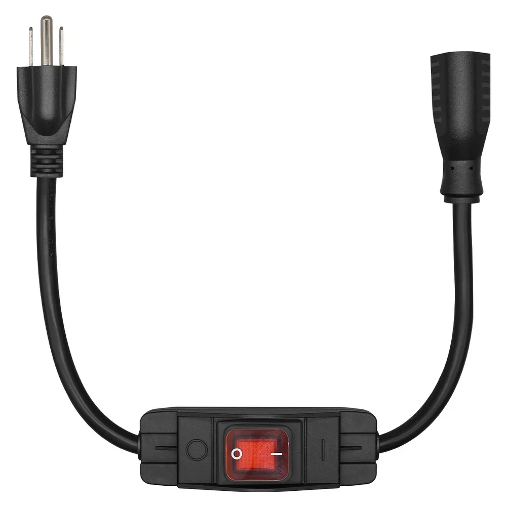 1 Piece Black 14AWG Duty Power Extension Cord With On Switch For Nema 5-15P To 5-15R AC Cable For Indoor Tools