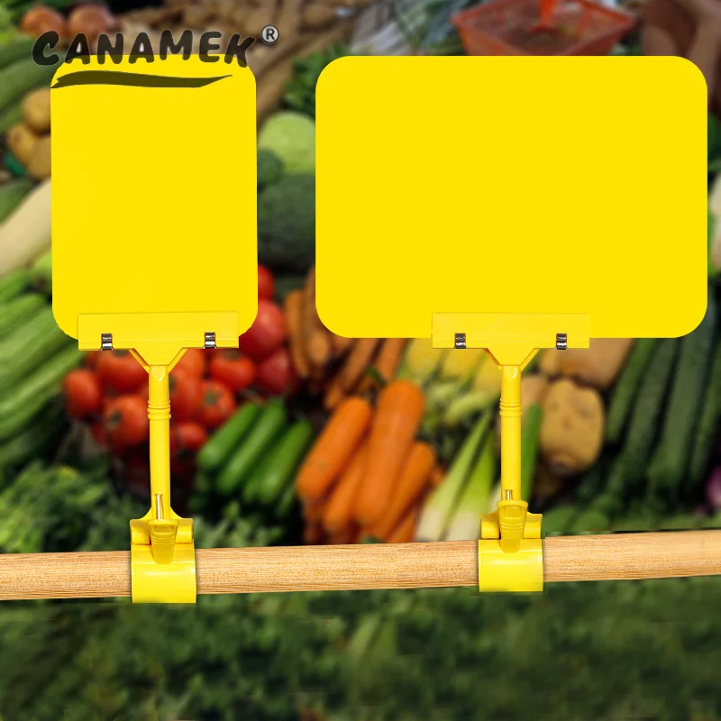 مشبك حامل علامة عرض البضائع من قطعة واحدة لبطاقة سعر الفاكهة، مشبك السبورة المرنة