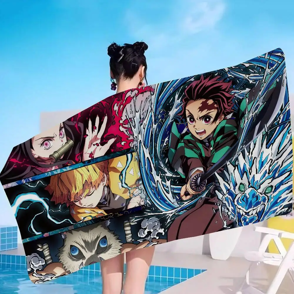 Anime Demon S-Slayer Kamado Microfiber Printed Beach Towel Mountain Climbing Yoga Beach Swimming Running Absorbent Soft Towel