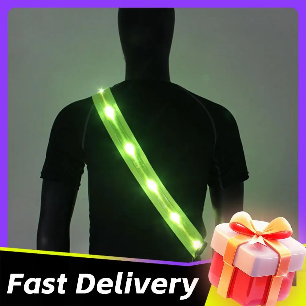 

Светодиодный пояс для бега с подсветкой, перезаряжаемый, с наплечными ремнями, для мужчин и женщин, для ночной безопасности, для активного отдыха, походов, пробежек, прогулок, светящийся аксессуар