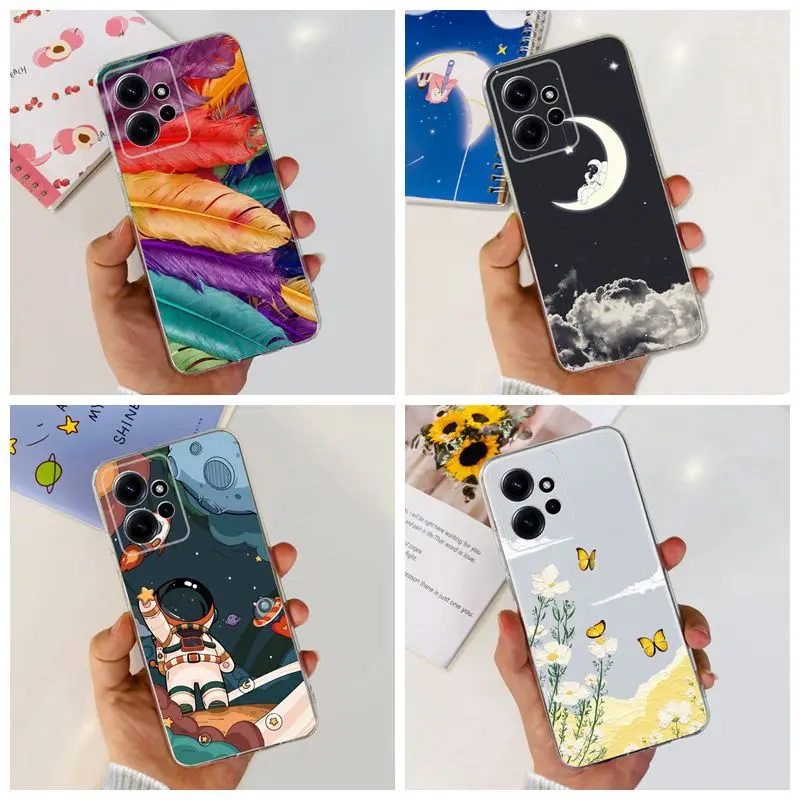 For Xiaomi Redmi Note 12Pro 5G Case Stick Figure Girls Cartoon Transparent TPU Back Cover Funda For Redmi Note12  12 Pro