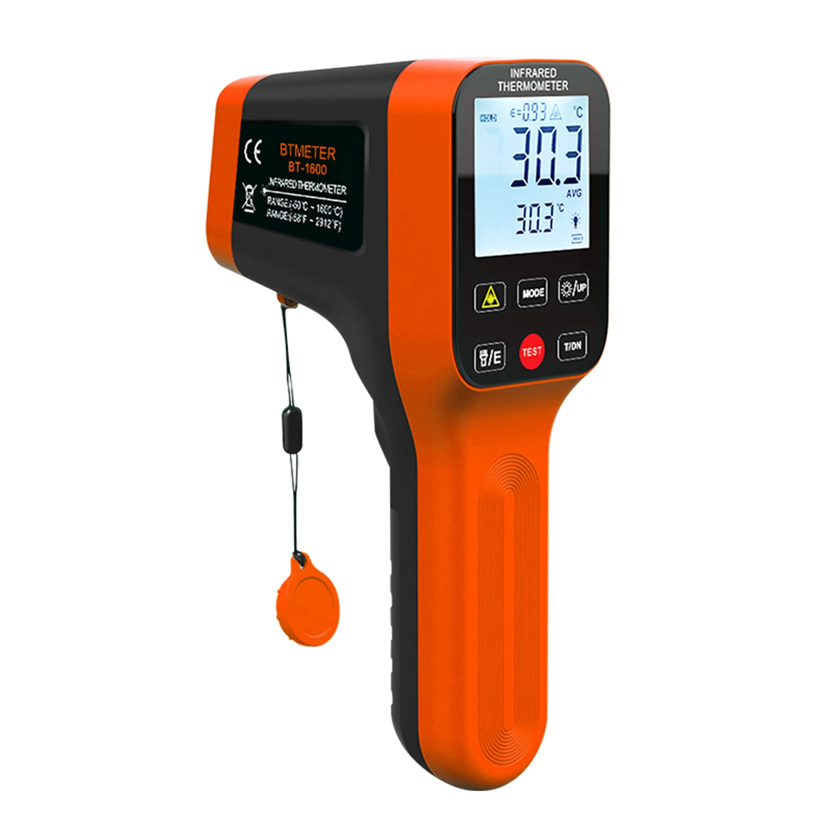 Infrared Thermometer Non-Contact Temp Gun -50°C~1600°C 30:1 Adjustable Emissivity Type-C Rechargeable for HVAC Industrial