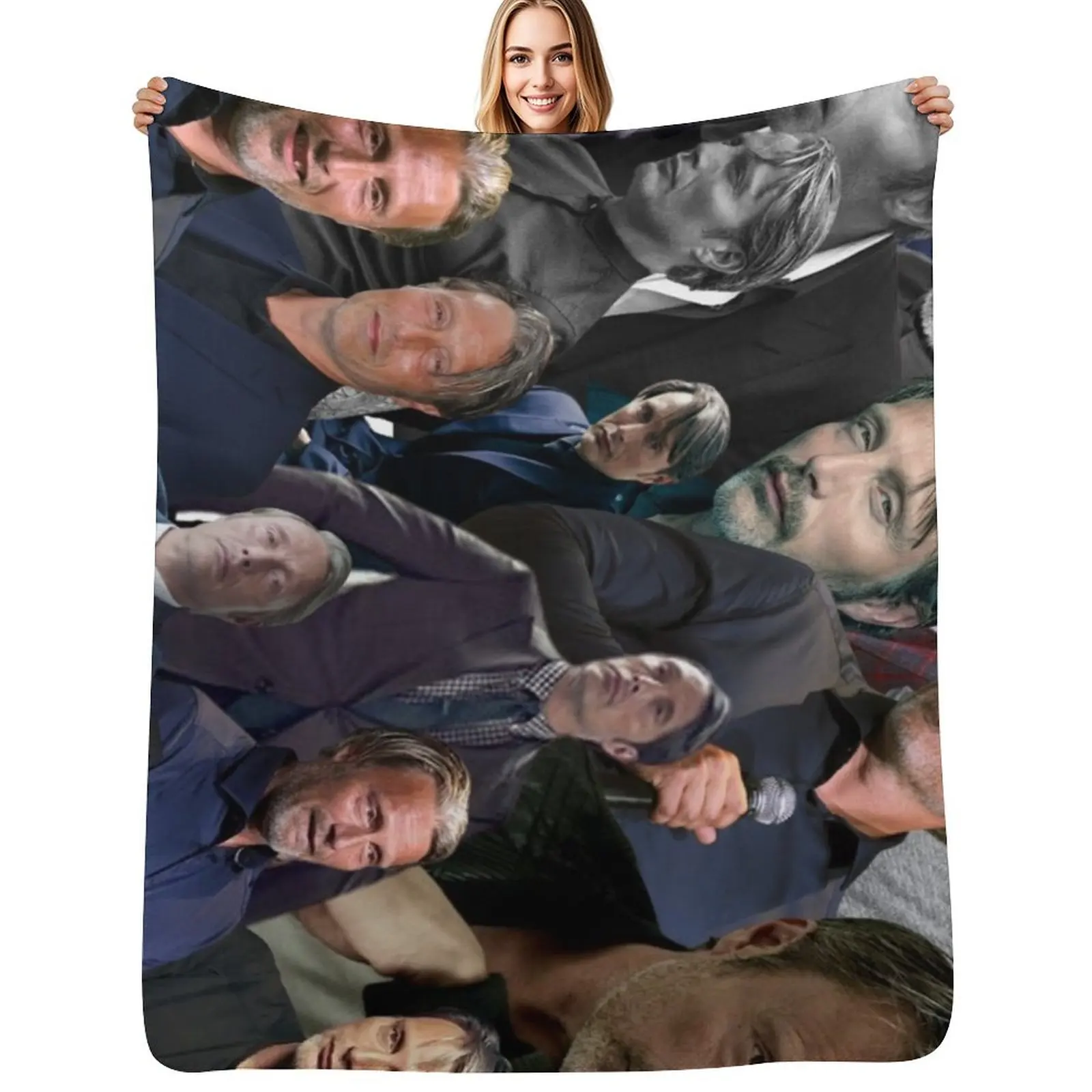 mads mikkelsen photo collage Throw Blanket Decorative Beds Sofas blankets ands Loose Plush Cute Blankets