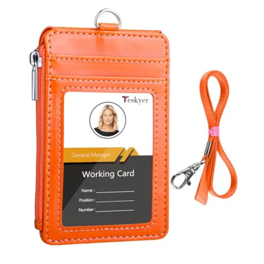 ID Badge Holder with Lanyard, Lanyard Wallet, Bright Dark Pink 4-Card Storage, Secure Zipper Pocket, Premium Craftsmanship, Bui