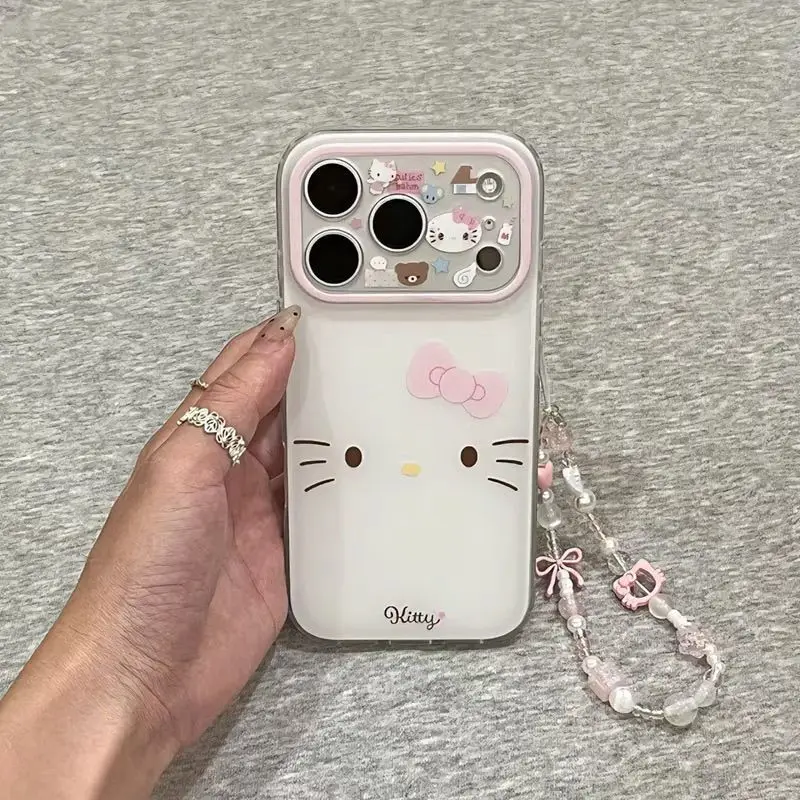 

New Anime Peripherals Big Face Hello Kitty Suitable for Apple 17 Promax Mobile Phone Case IPhone16 Pro 15 Plus 14 13 Girls Gift