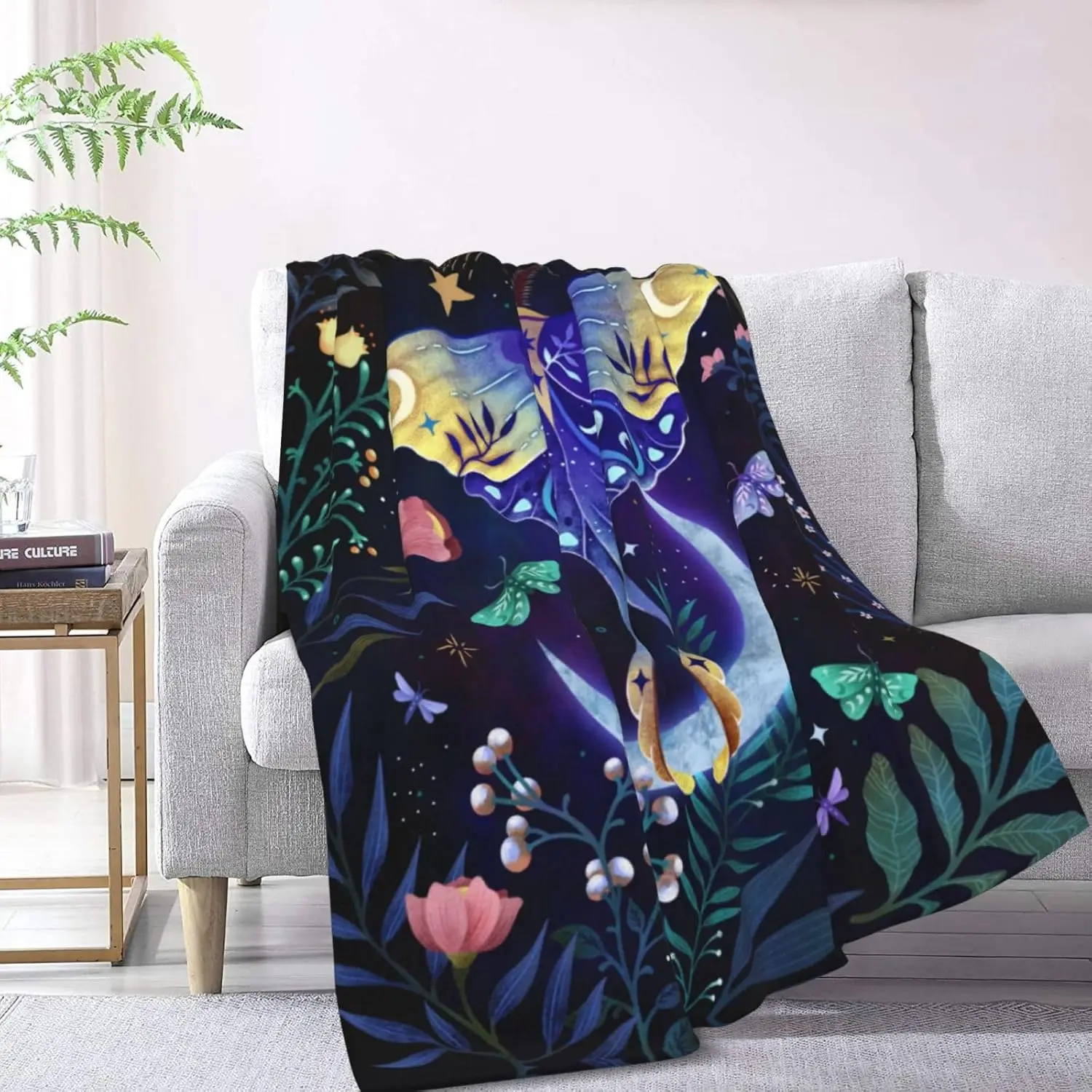 

Одеяло Moon Moth Мягкое уютное легкое одеяло для дивана, кровати, дивана - декоративное плюшевое фланелевое одеяло с рисунком мотыльки