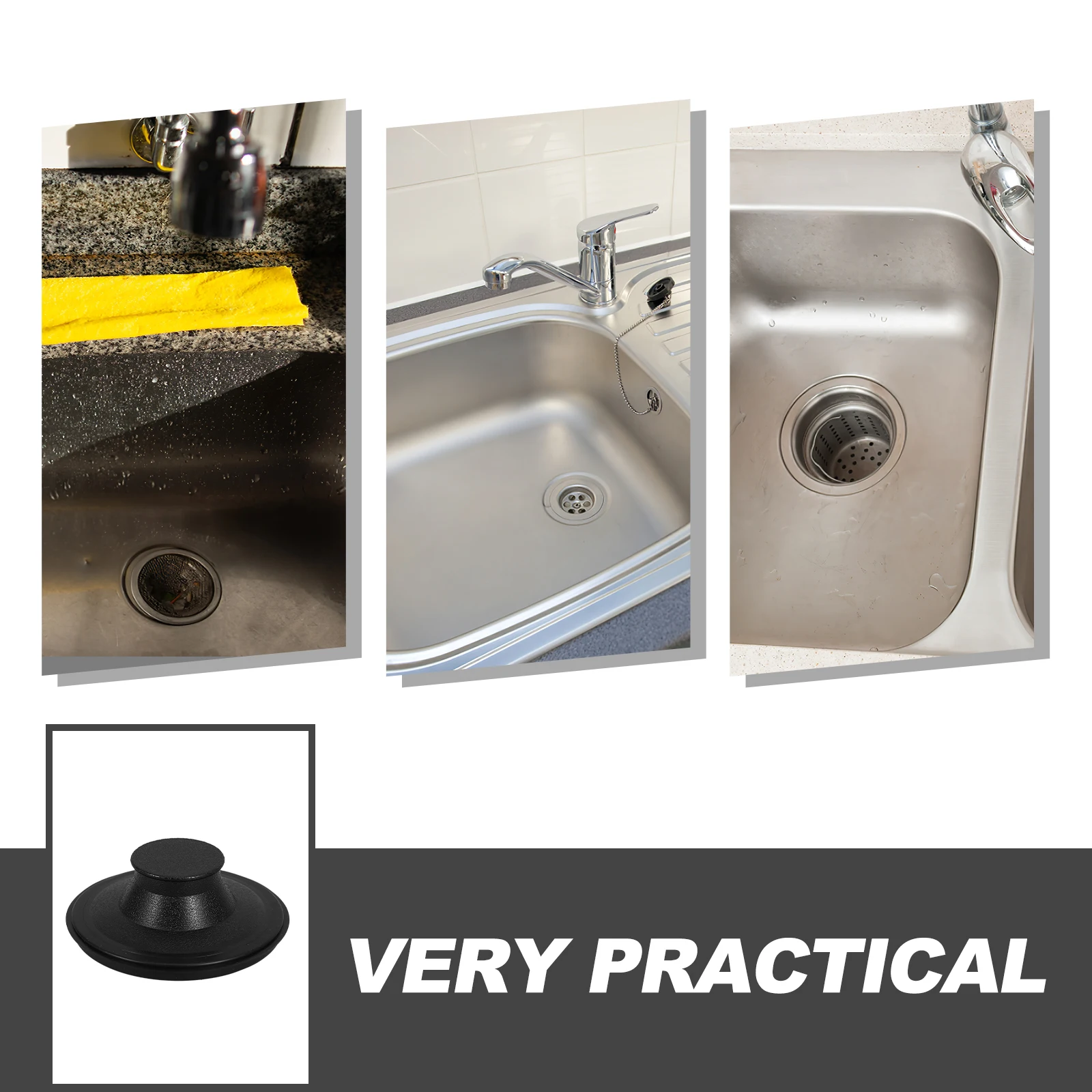 

Black Rubber Sink Plug for Kitchen Bathroom Drain Slot Reliable Long Lasting Odor Prevention Garbage Disposal Cover Stylish