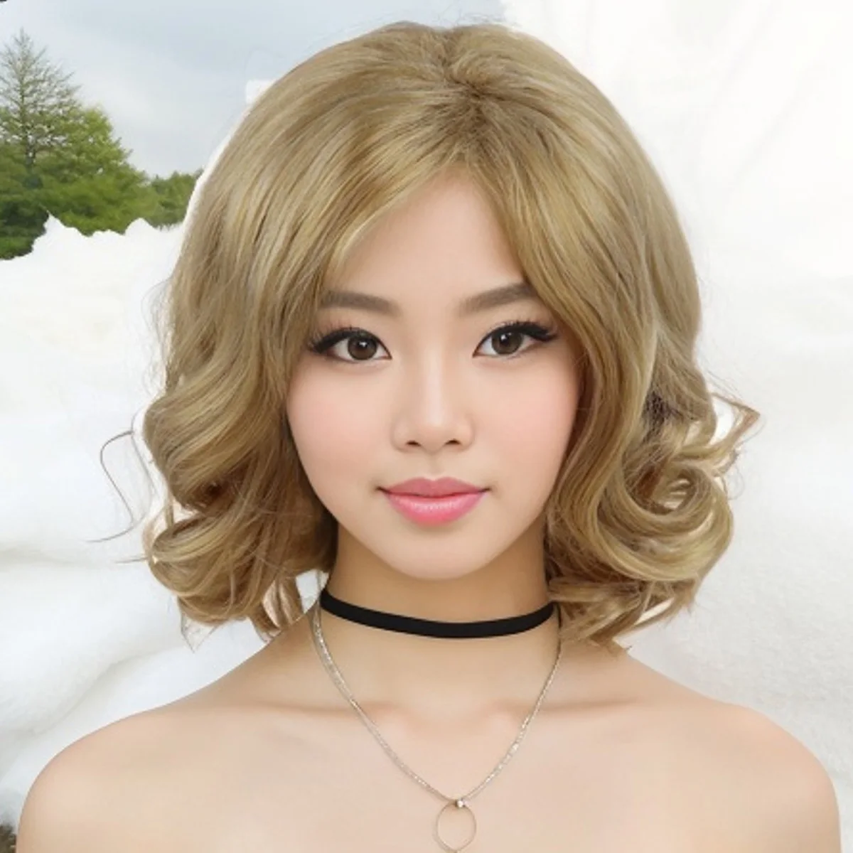 شعر مستعار صناعي بطول الكتف للنساء والفتيات بطول 14 بوصة، شعر مستعار قصير مجعد مع غرة، تصفيفة شعر طبيعية، زي يومي