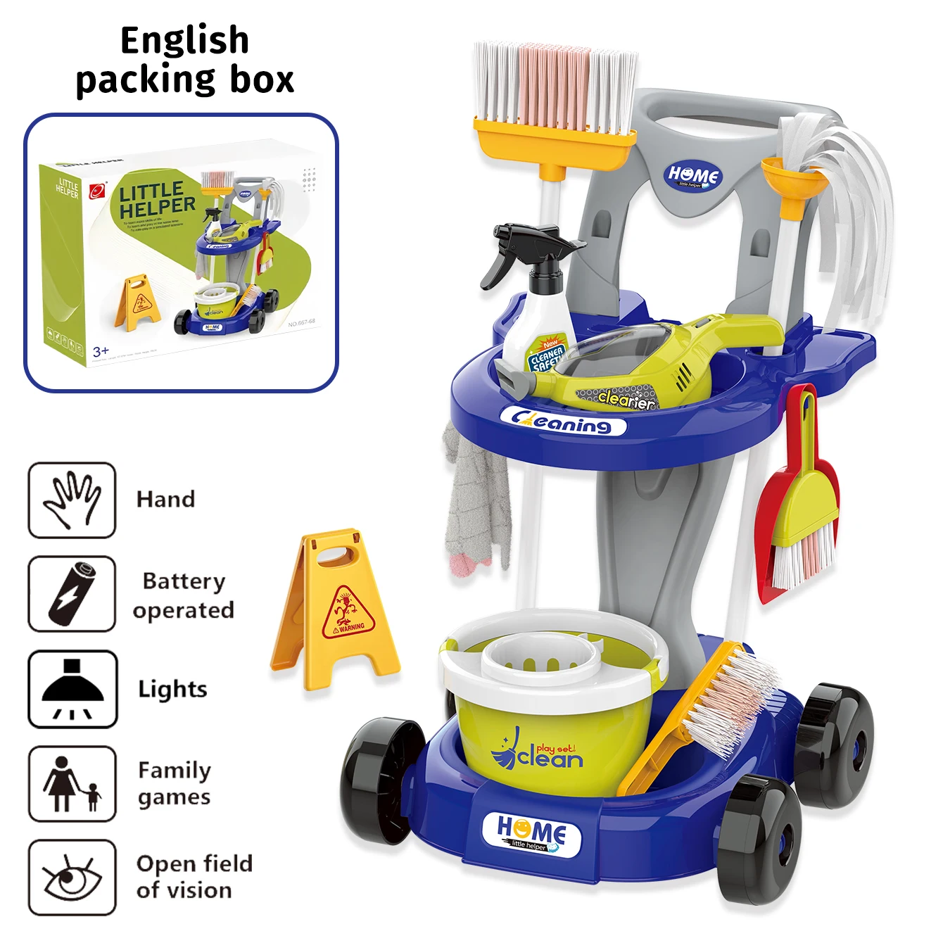 Children's simulation toy cleaning tools trolley vacuum cleaner broom mop set