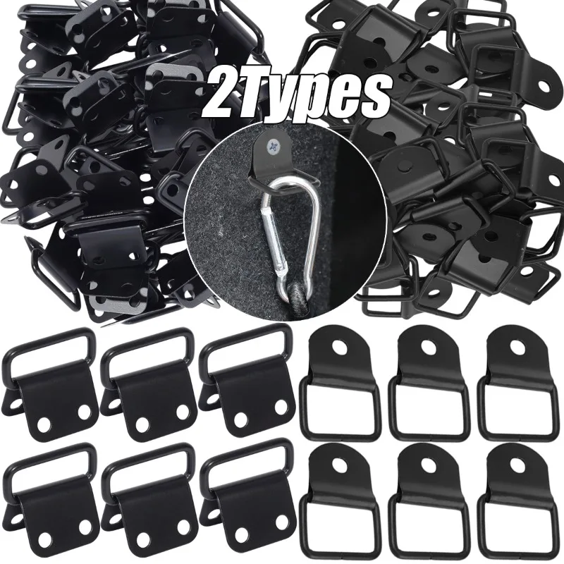 1-20 pces multi-purpose único/duplo buraco d-metade anéis mosquetão ferro metal carga ganchos fácil instalar para vans rvs caminhões reboques