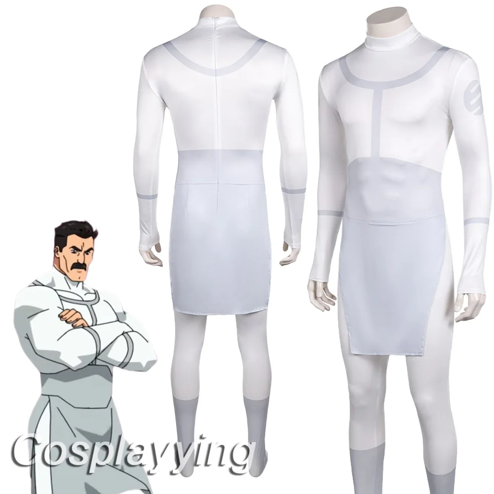 

2025 Cartoon Invincible Costume Omni Man Mark Grayson Cosplay Fantasy Clothing White Jumpsuit Disguise Adult Men Fantasia Outfit