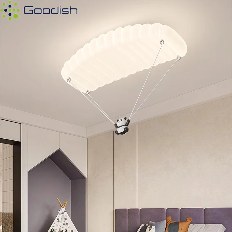 Modern Cute Cartoon Romantic Panda Parachute LED Pendant Lights Art Creative Lamps for Living Room Home Decoration Chandeliers