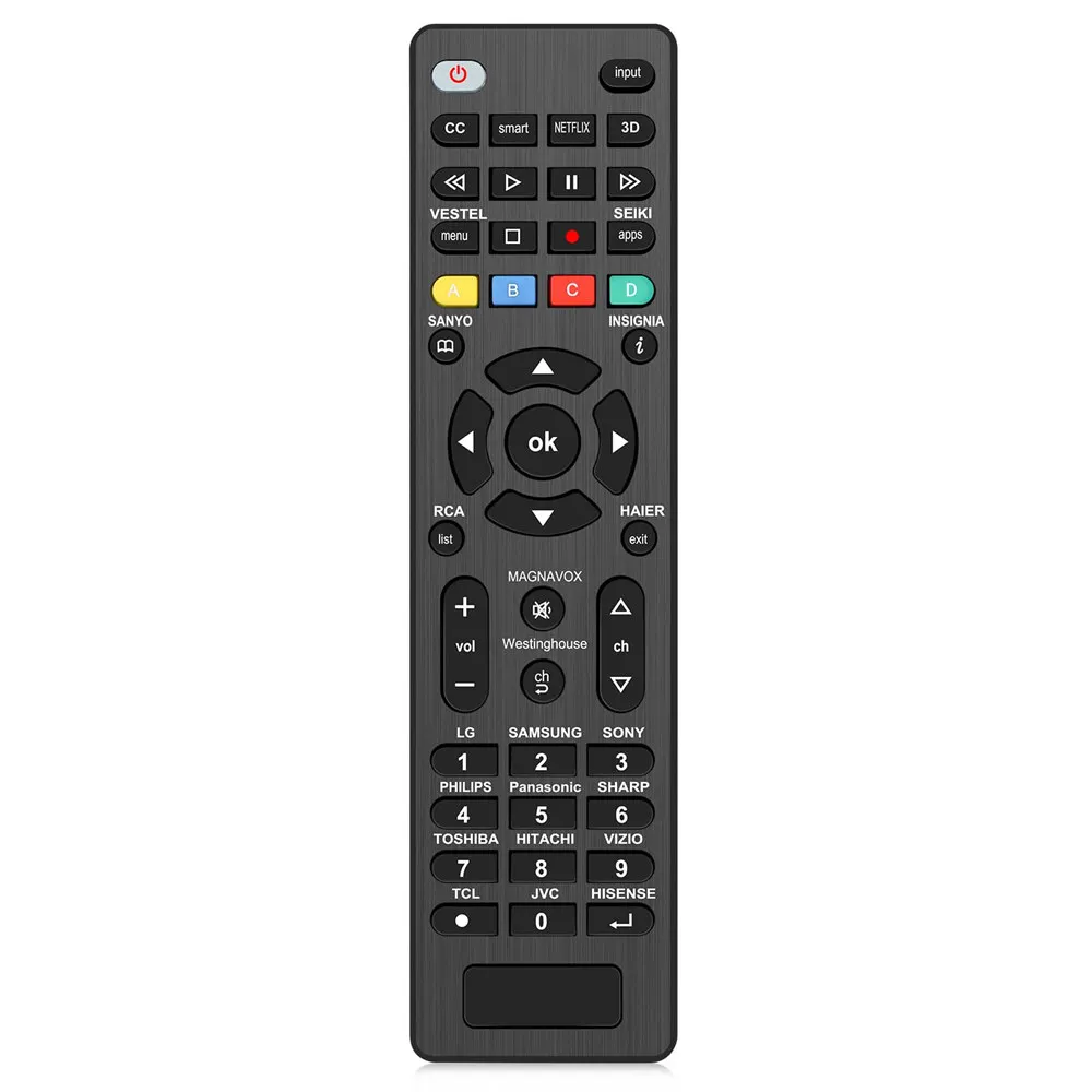 Universal Remote Control for Samsung LG Vizio TCL Sony Insignia Sharp Philips Panasonic JVC Hisense Toshiba Sanyo Seiki TV