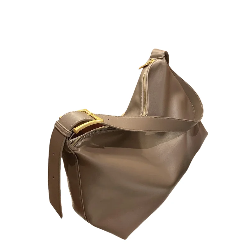 

2025 Trendy Slouchy Tote - Women’s Leather Shoulder Bag, Black/Dark Brown/Grey, Spacious & Stylish