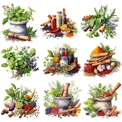 Spice Seasoning Spice Pot Salt Pepper Kitchen Iron on Patches For DIY Heat Transfer Clothes T-shirt Thermal transfer stickers