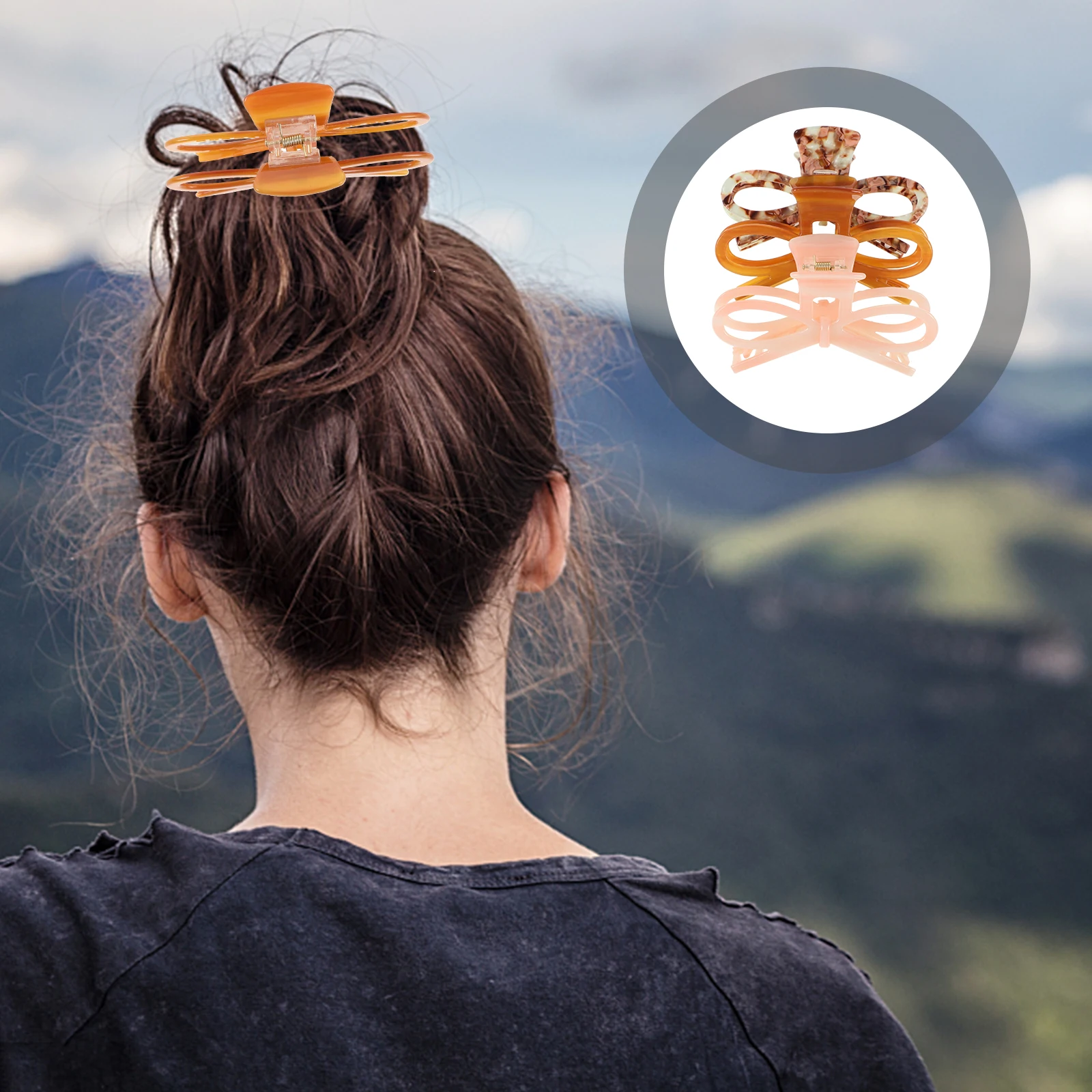 

3 Pcs Hair Bow Clips for Women Hairpin Bowknot Shaped Claw Acetic Acid Accessories Trendy