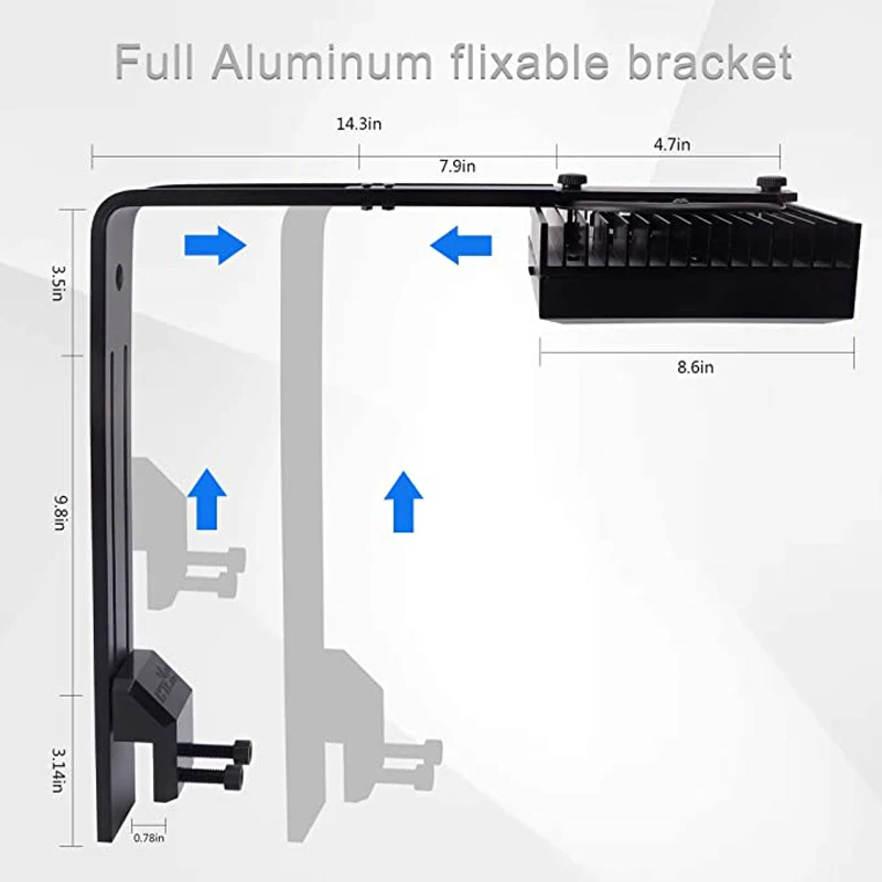 Aluminium Fixer Bracket Black Stands Mount Arm For WRGB Aquarium LED Light Aqua Star G5