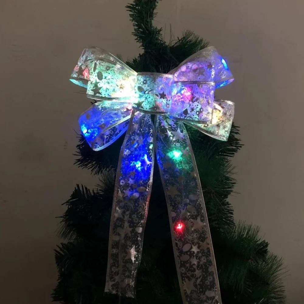 Transparent Luminescence Bowknot Christmas Tree Decoration Large Size New Year Bow Hanging Christmas Pendant Pendant