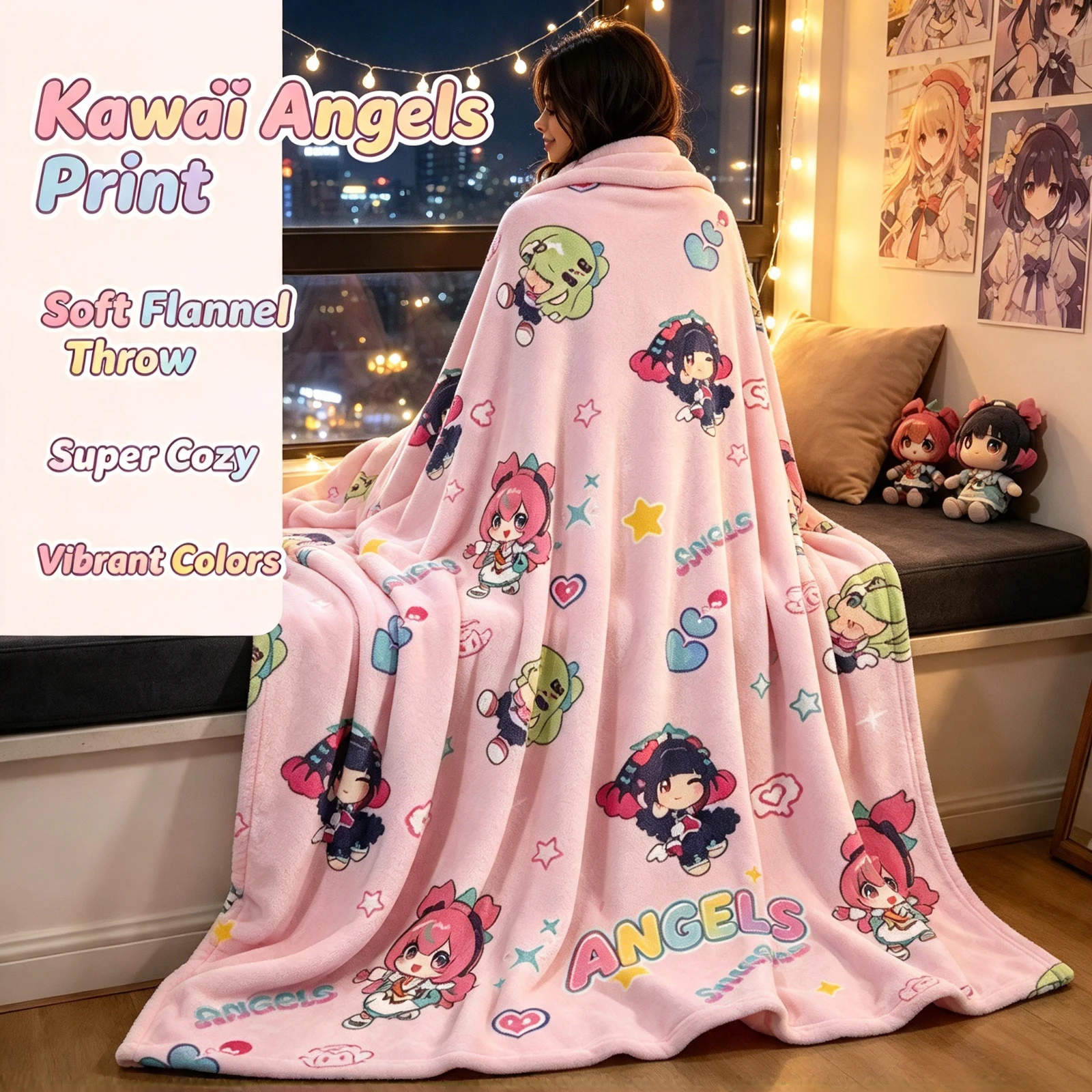 Zenless Zone Zero Eri Flannel Blanket Anime Delusion Angels Soft Fleece Throw Warm Bed Sofa Cover, for Student Dorm Office Gift