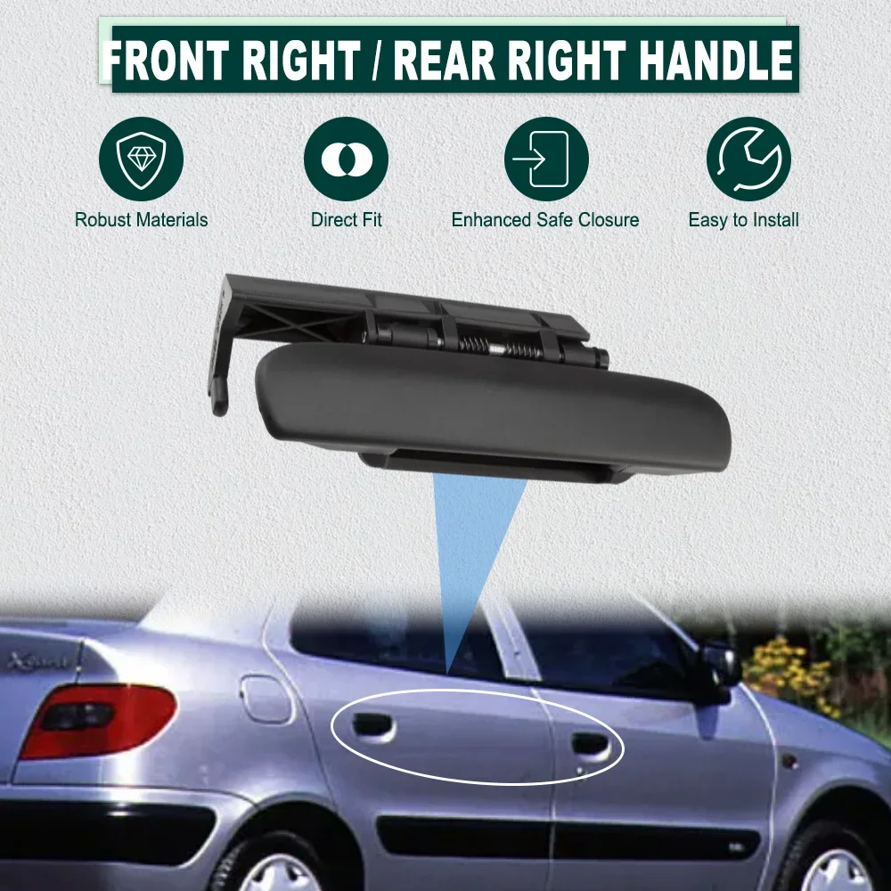 1pcs Black Exterior Door Handle for Citroen Xsara 9101.L8 1997 1998 1999 2000 2001 2002-2005 Front Left/Right Side Car Accessory