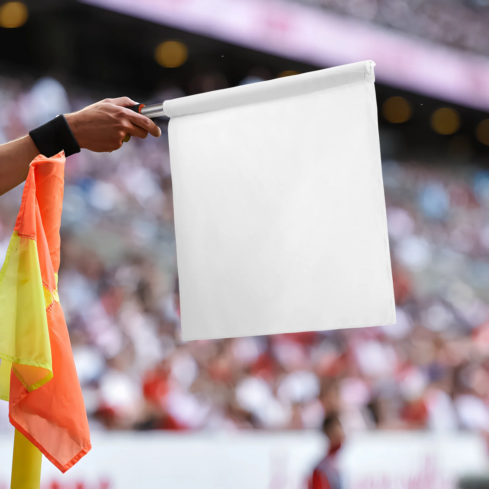 

4 Pcs Referee Flags Hand Signal Soccer White Assistant Sideline Flags Stainless Steel Pole Sponge Handle Lightweight Team Sports
