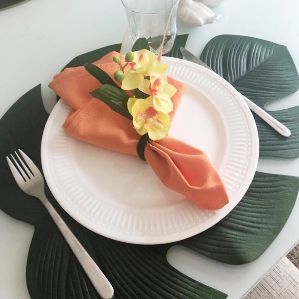 

Artificial Palm Leaves 48X37cm PVC Tropical Decorations Wedding Placemat Runner Jungle Party Supplies Beach Luau Decor Palm Leaf